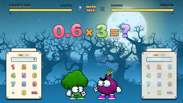 A Math Max battle in progress — two fighters race to solve a math problem first.