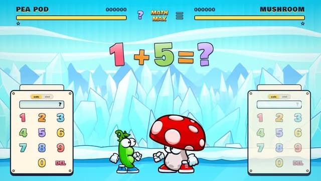 A Math Max battle in progress — two fighters race to solve a math problem first.