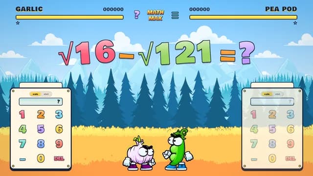 A Math Max battle in progress — two fighters race to solve a math problem first.
