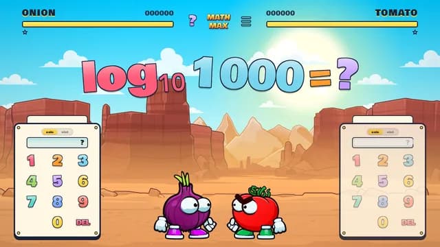 A Math Max battle in progress — two fighters race to solve a math problem first.