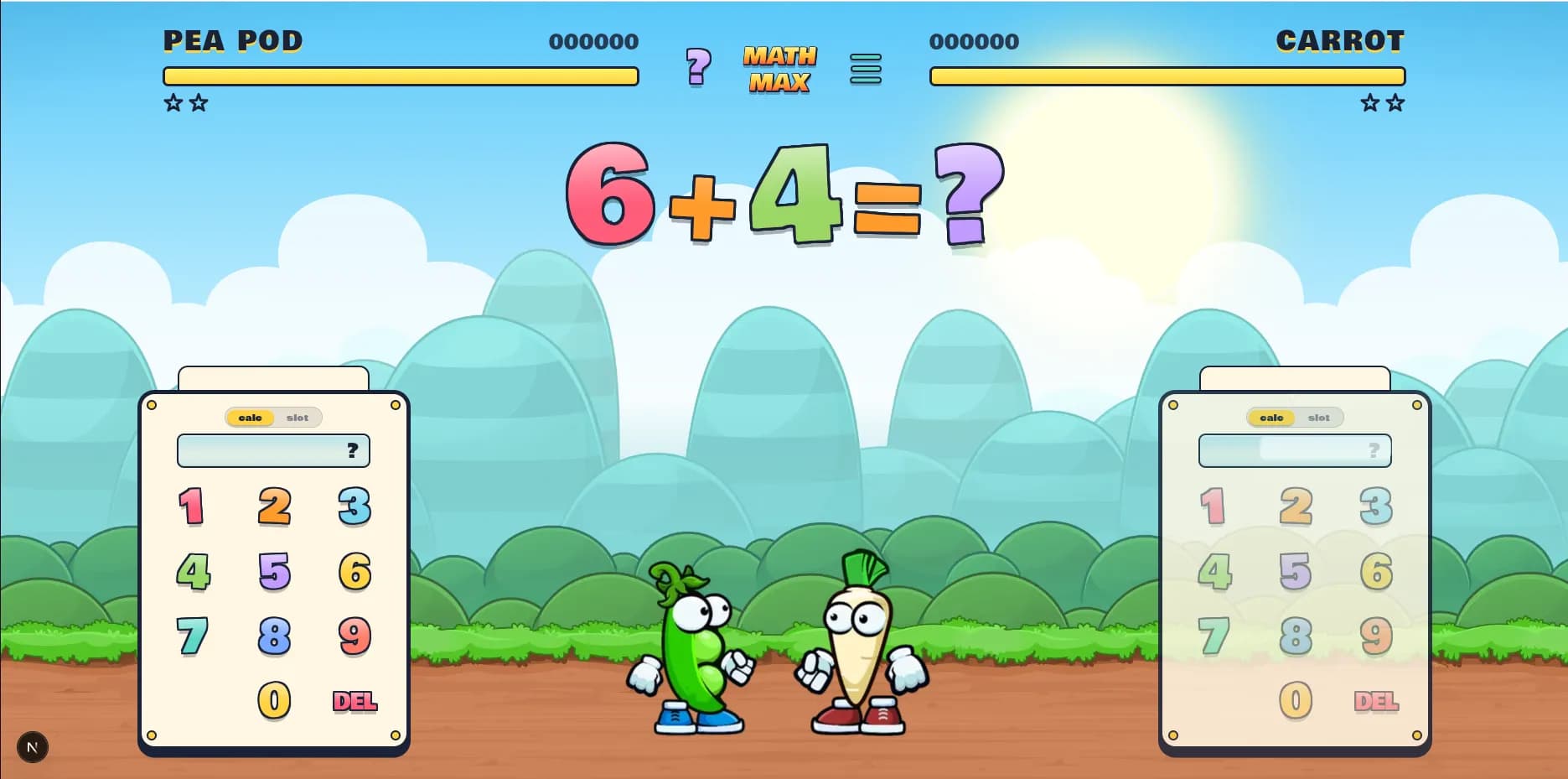 معركة Math Max جارية — مقاتلان يتسابقان لحل مسألة رياضية أولًا.